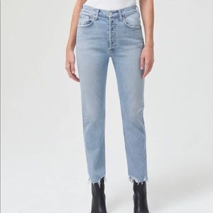 Agolde Riley Jeans size 32 with “chewed” hem